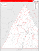 Chambersburg-Waynesboro Metro Area Digital Map Red Line Style